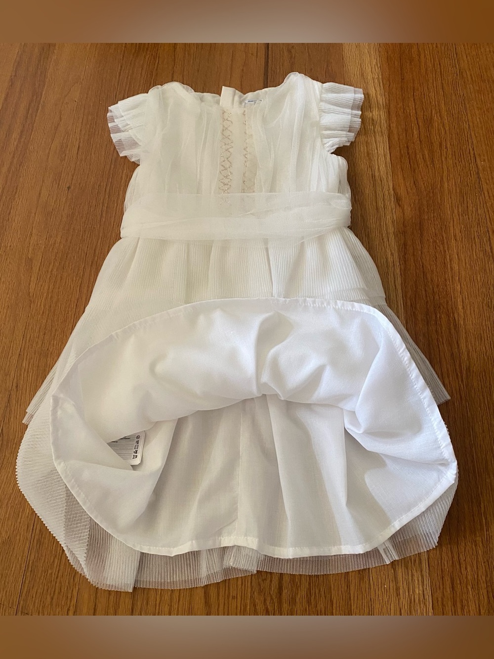 Mayoral White Tiered Pleated Tulle Formal Dress - Picture 6 of 8